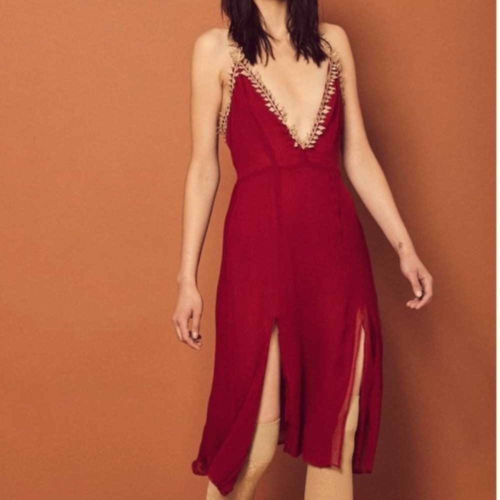 For Love And Lemons Chiffon V-Neck Dress Sz S